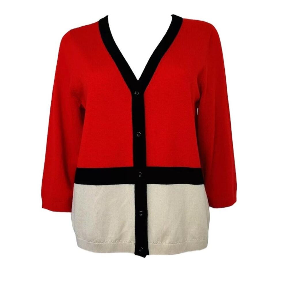 Kate Spade Women´s colorblock Wool V-Neck Old money classic Cardigan Size S